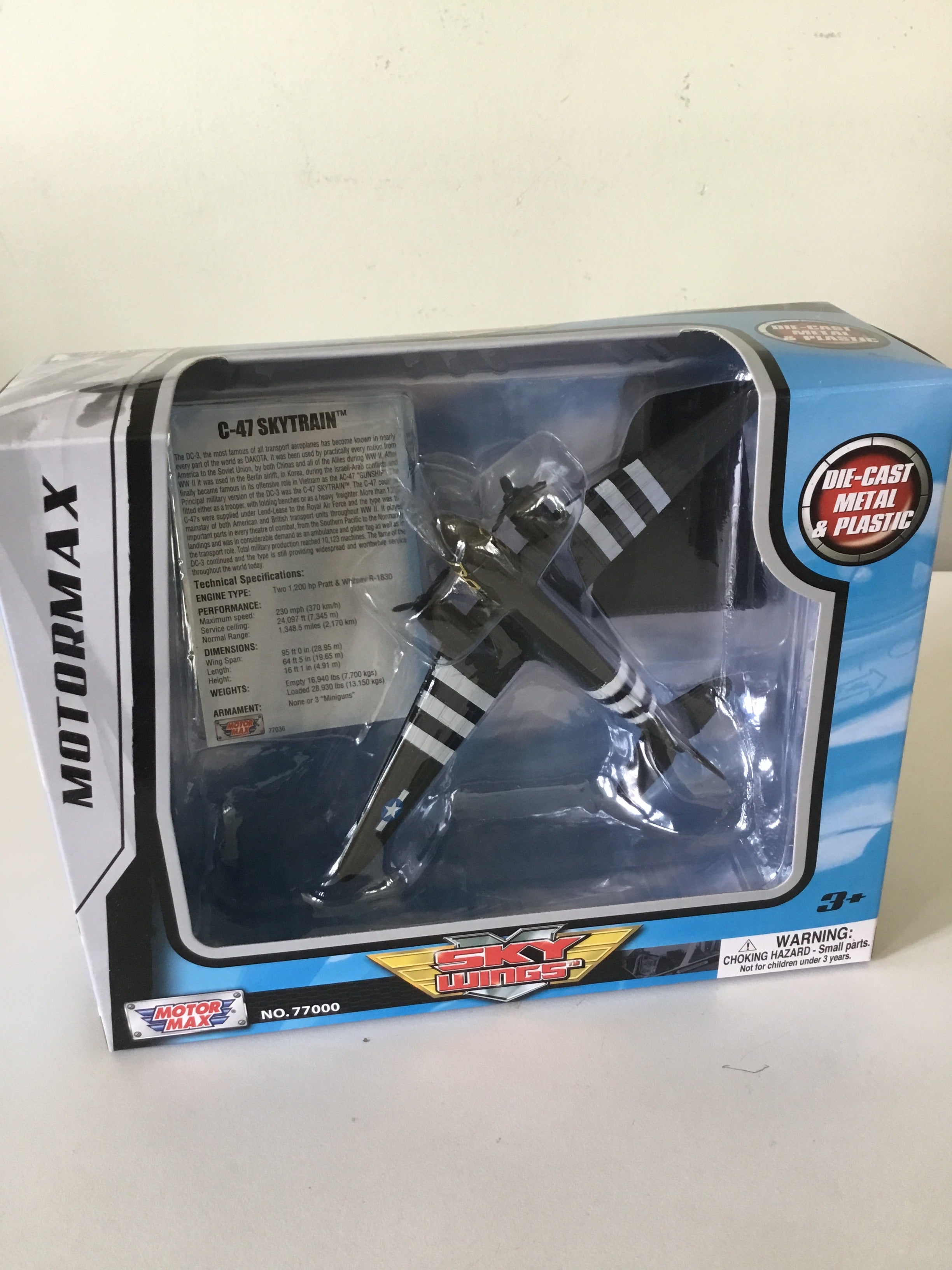 Die Cast - 6" C47 Sky Wings with Invasion Stripes