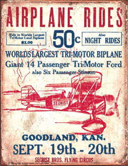 Vintage Style Tin Sign - Airplane Rides