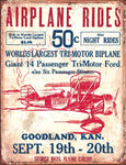 Vintage Style Tin Sign - Airplane Rides